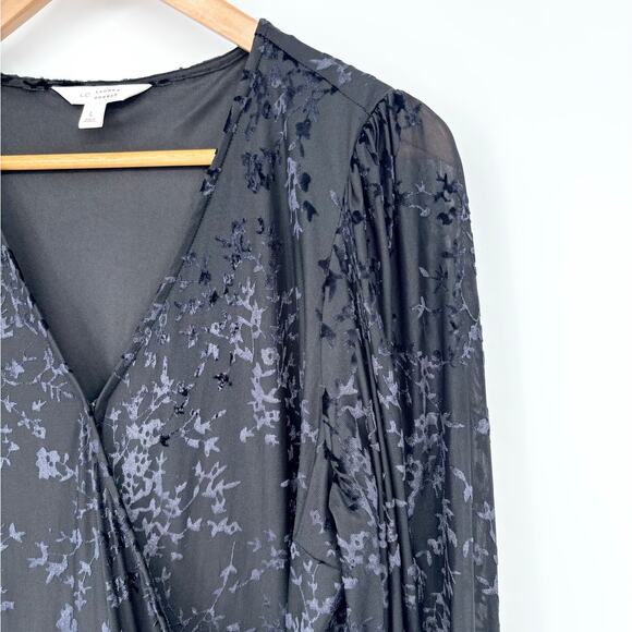 Lauren Conrad Black High Low Ruffle Hem Wrap Dress Dize L - Picture 3 of 10